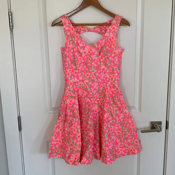 Lilly Pulitzer | Dresses | Hot Pink Lilly Pulitzer Dress Wfloral Print Size  4 | Poshmark